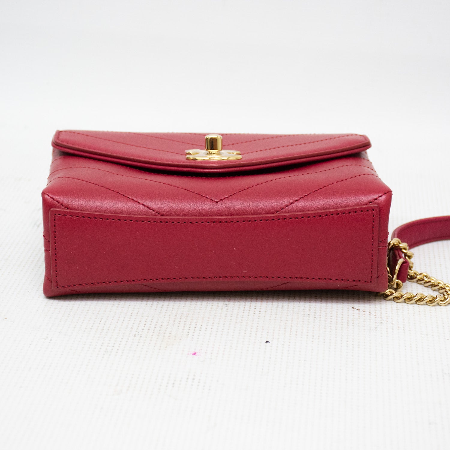 Chanel Calfskin Leather Small Chevron Handbag
