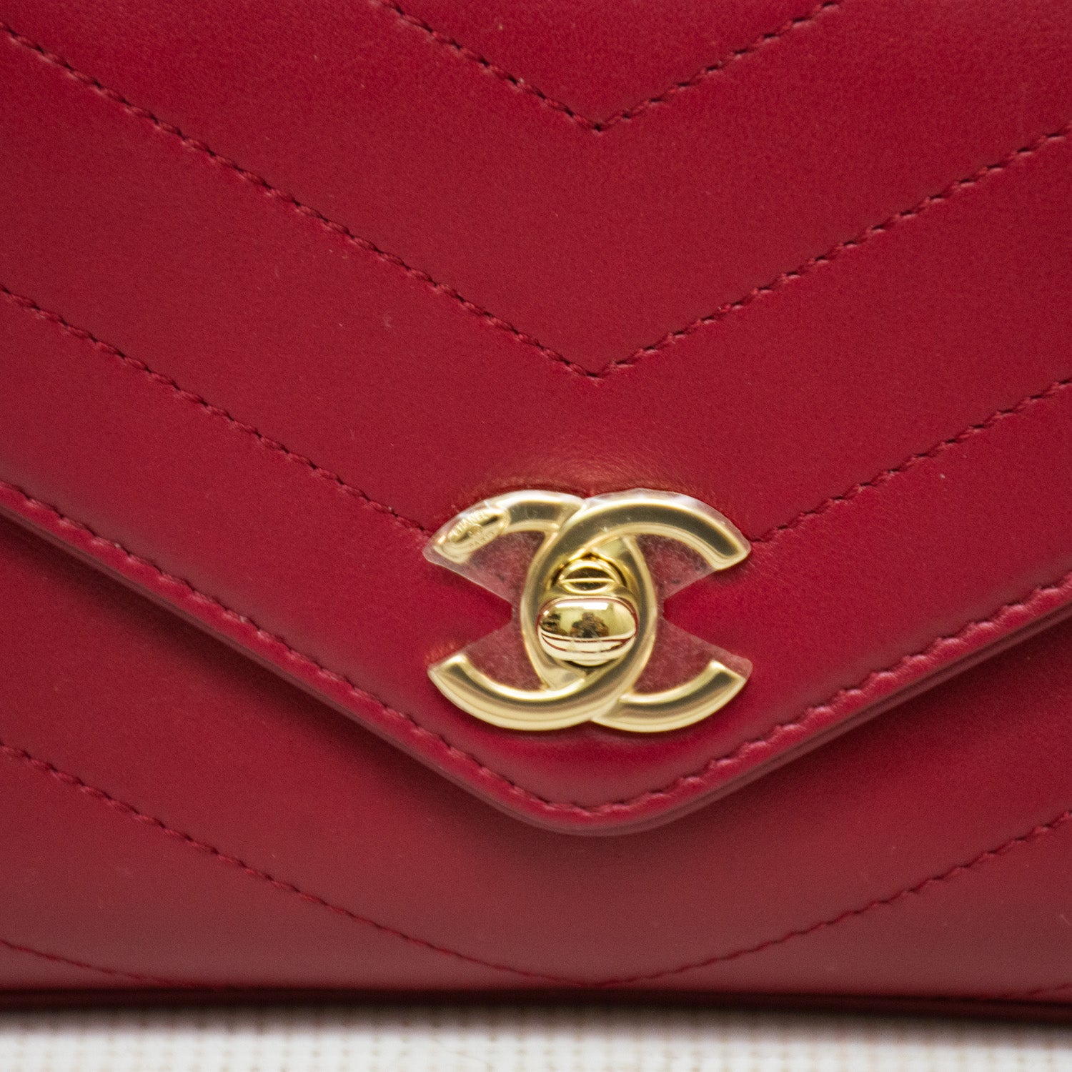 Chanel Calfskin Leather Small Chevron Handbag