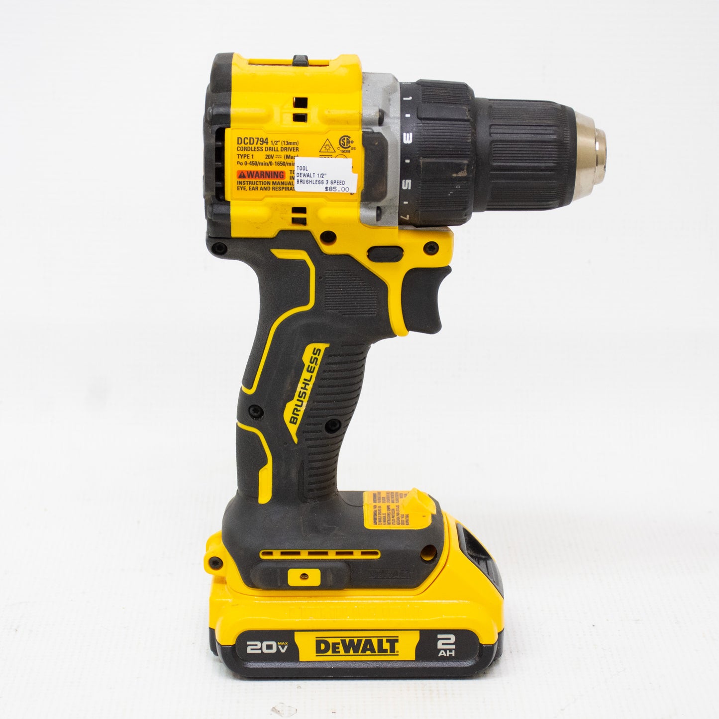 DEWALT DCB203 1/2" Brushless Cordless 20V 3 Speed Compact Drill Driver