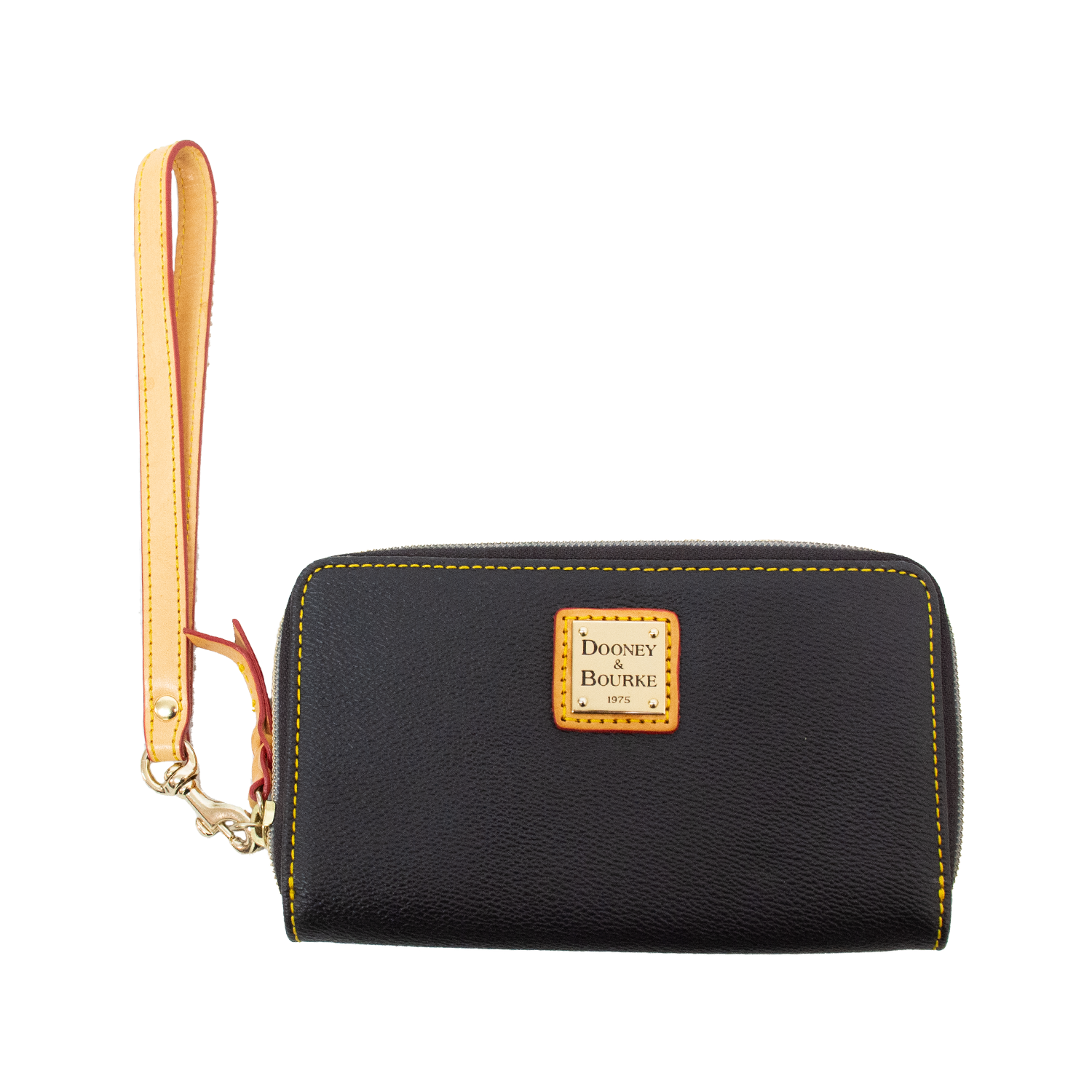 Donney & Bourke Zip Around Black Pebbled Leather Wallet / Wristlet