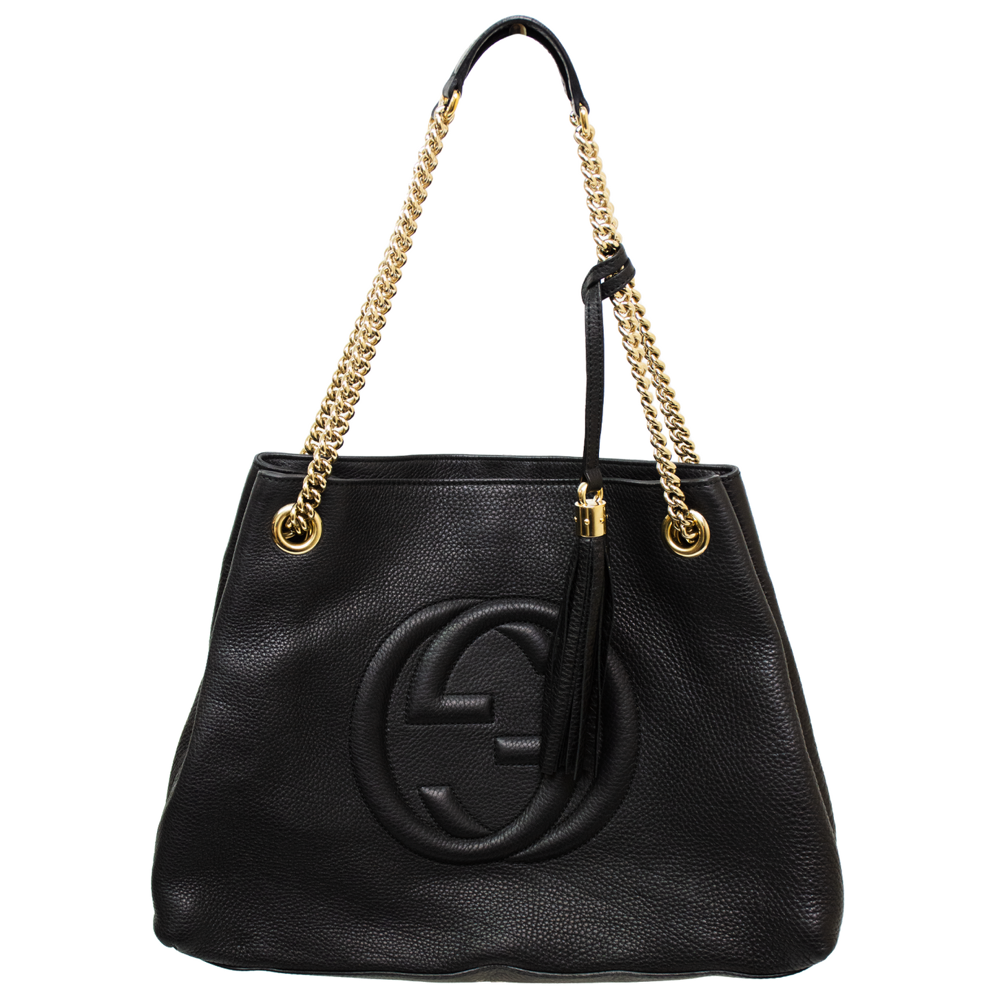 Gucci Soho Black Pebbled Gold Chain Purse