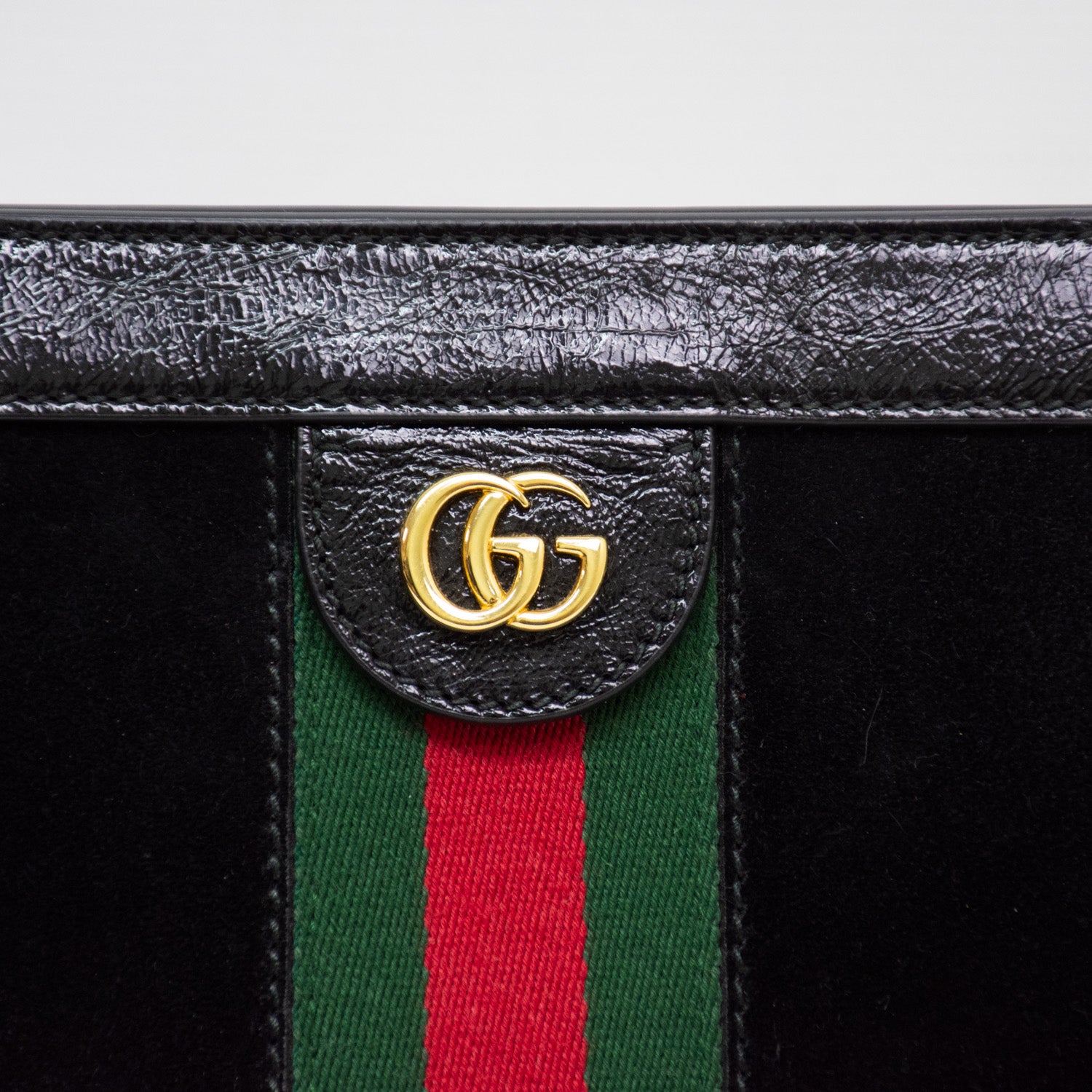 Gucci Black Suede & Leather GG Ophidia Web Shoulder Bag - 503877