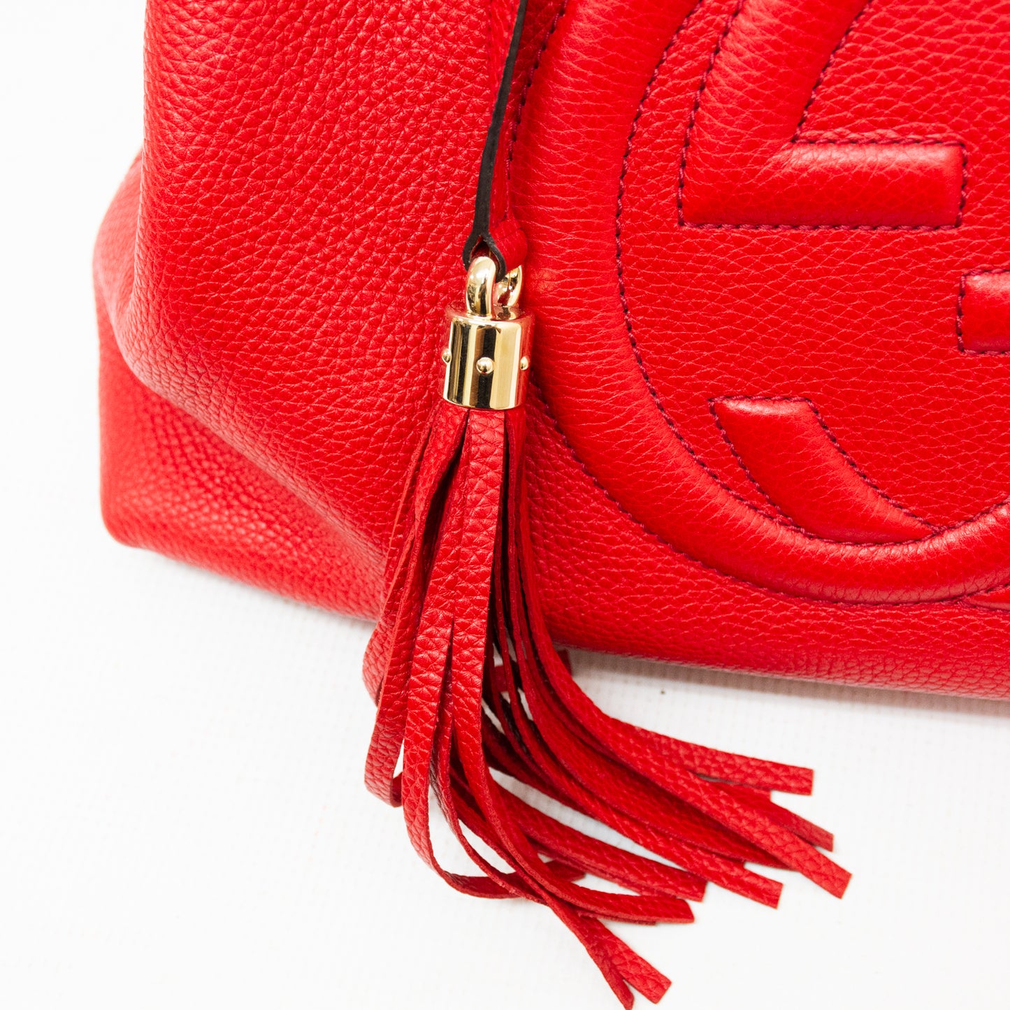 Gucci Pebbled GG Leather Soho Chain Tote - 536196 - Red