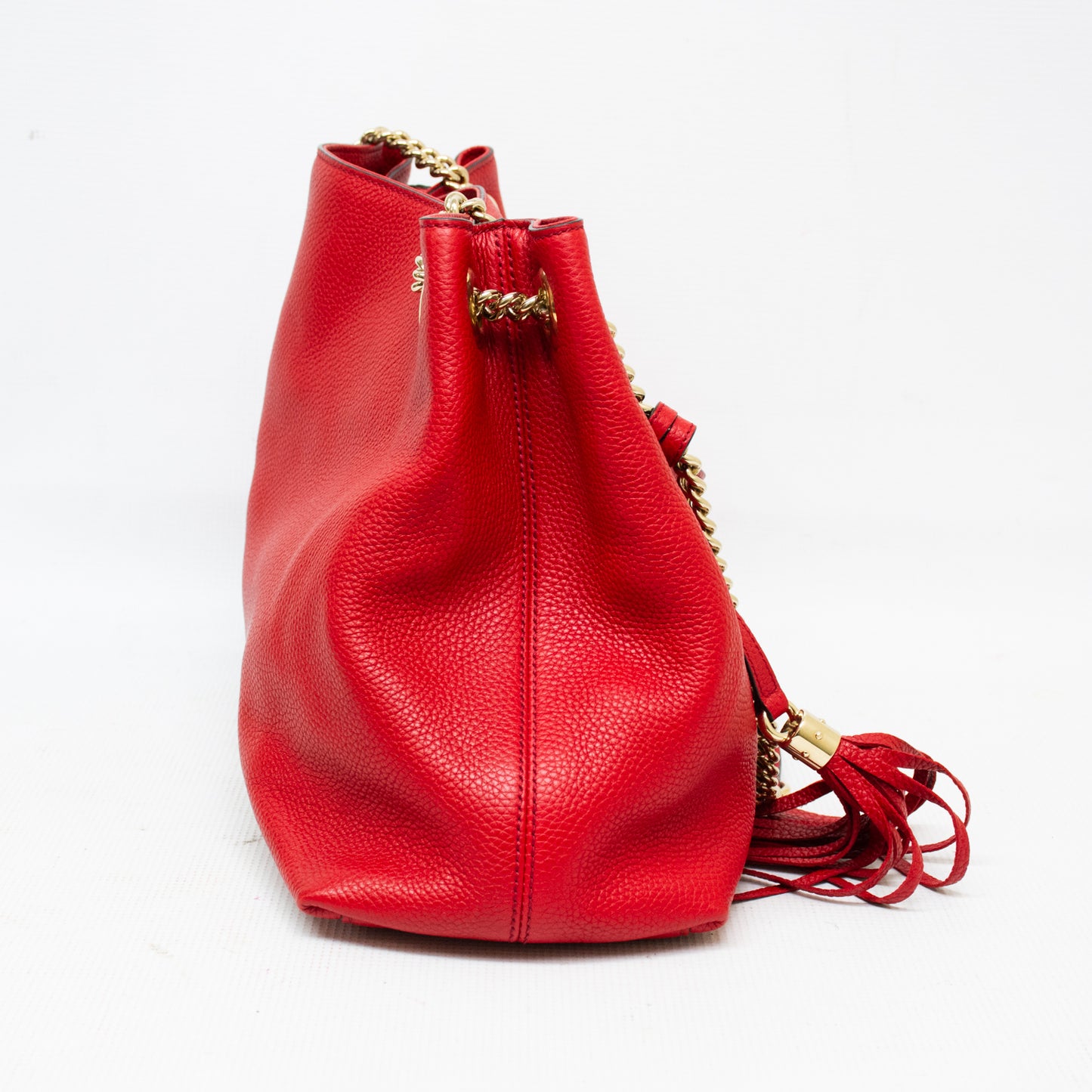 Gucci Pebbled GG Leather Soho Chain Tote - 536196 - Red