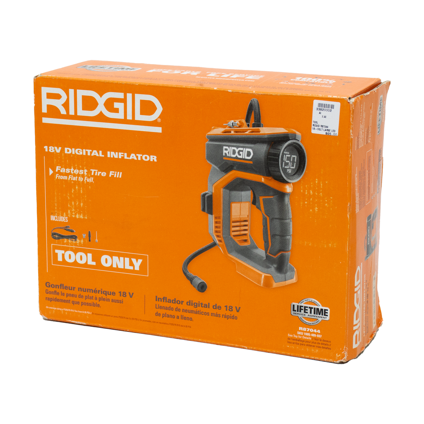 Ridgid R87044 18-Volt Large LED Digital Air Inflator