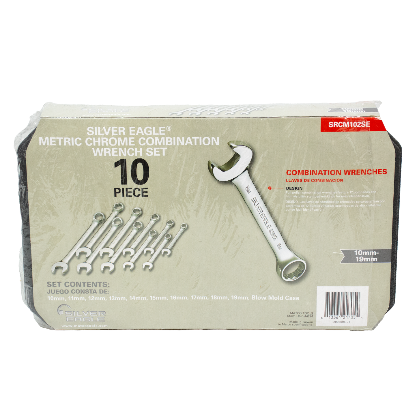 Silver Eagle SRCM102SE Metric Chrome Combination Wrench Set - 10pc