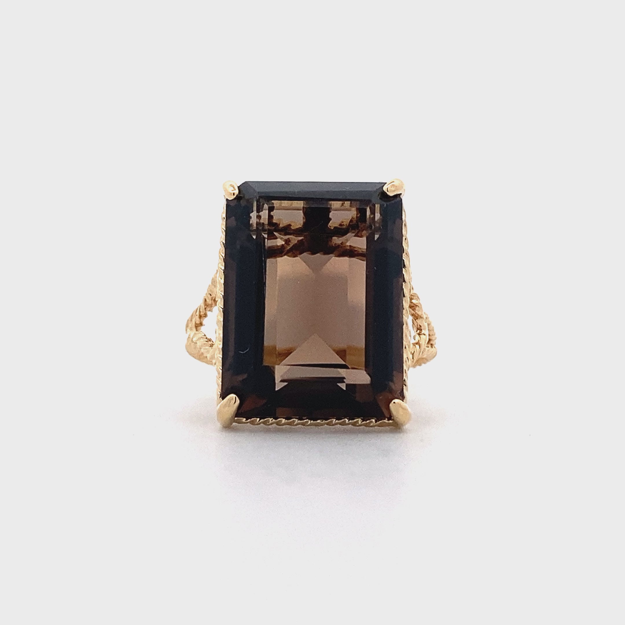 18K Yellow Gold Smokey Quartz Ring