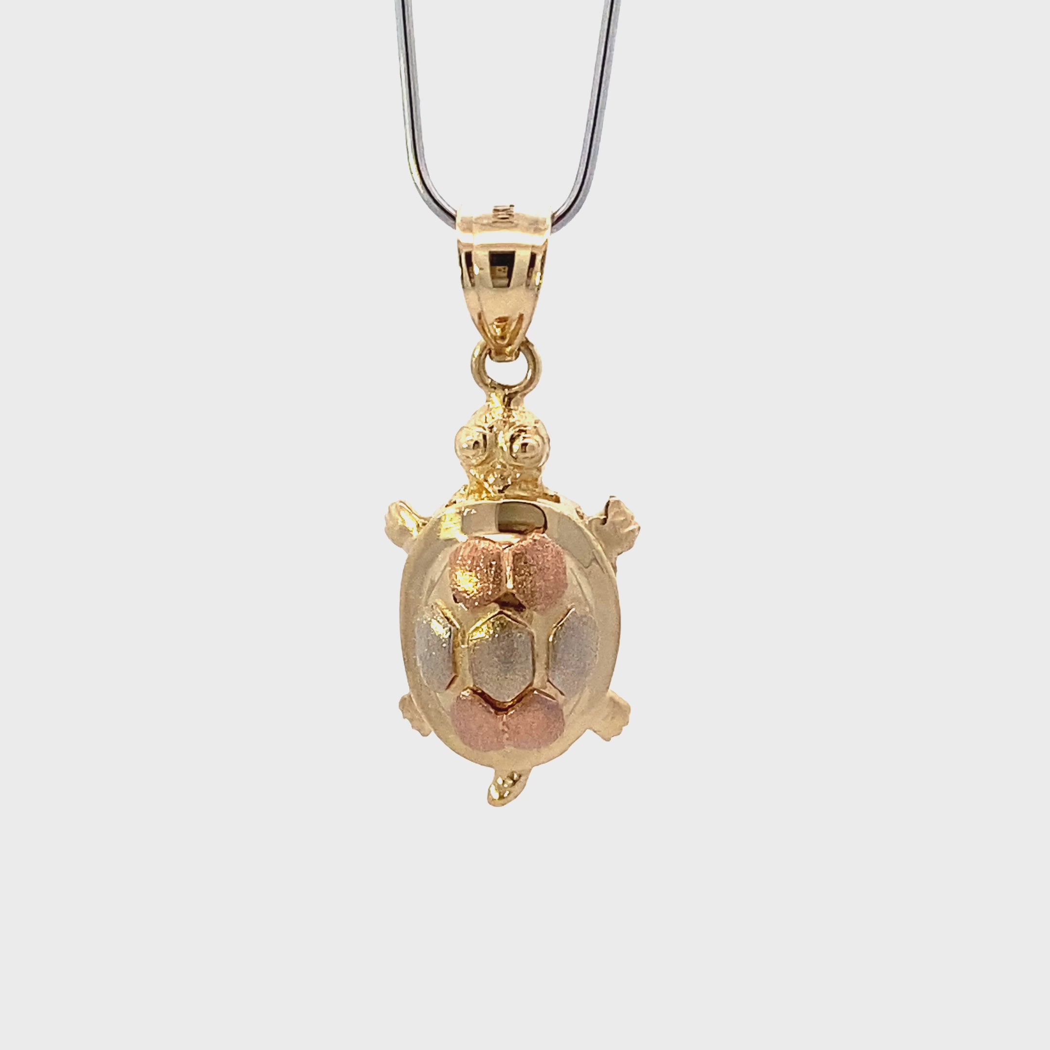 10K Tri-Color Gold Turtle Pendant