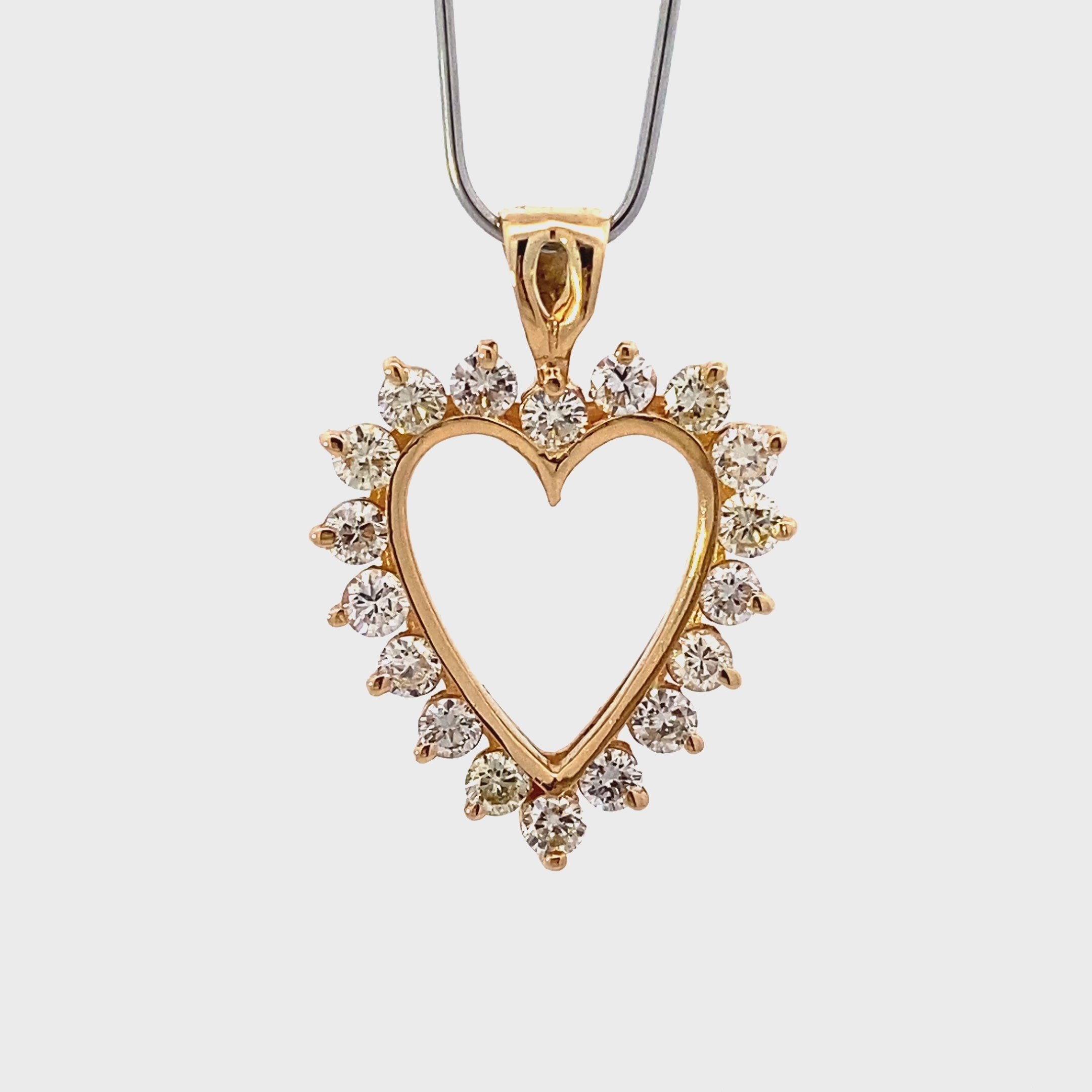 14K Yellow Gold Diamond Heart Pendant - 1.47ct