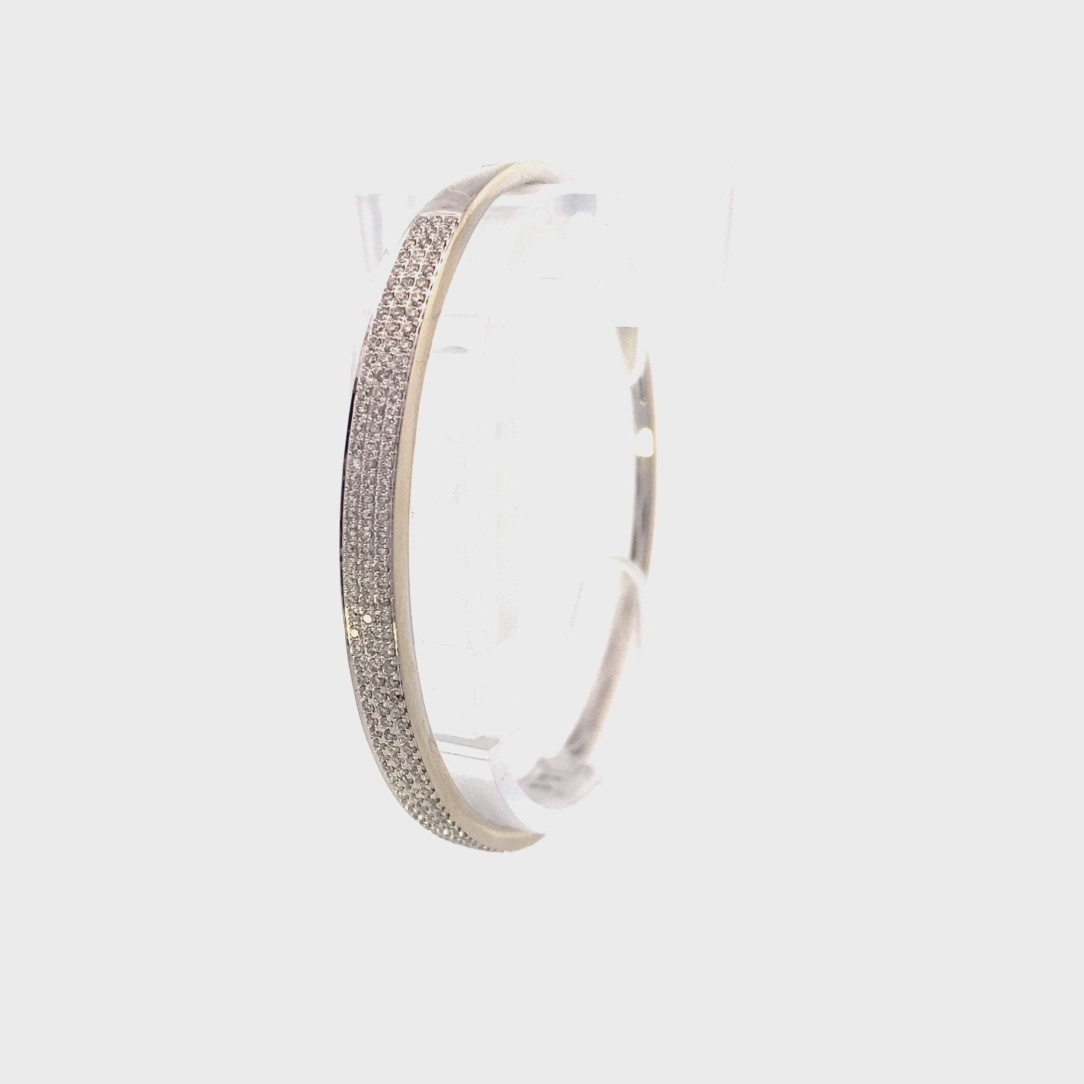 14K White Gold Diamond Pave Set Bangle Bracelet