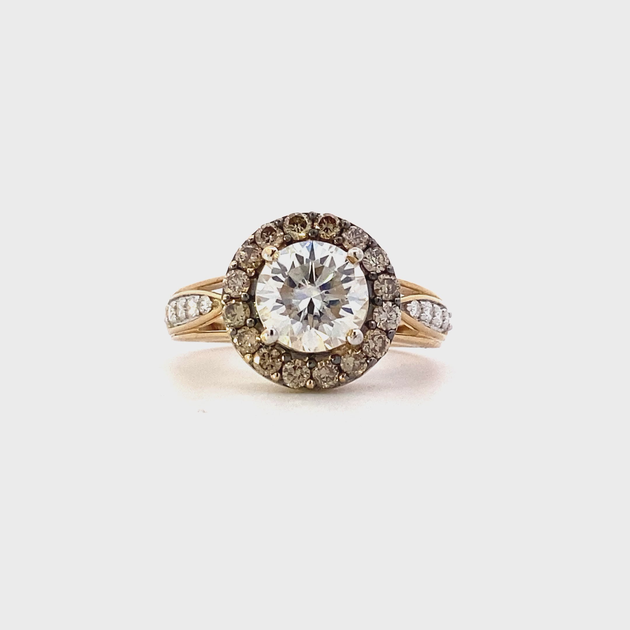 14K Yellow Gold Diamond & Moissanite Ring - 0.48ct