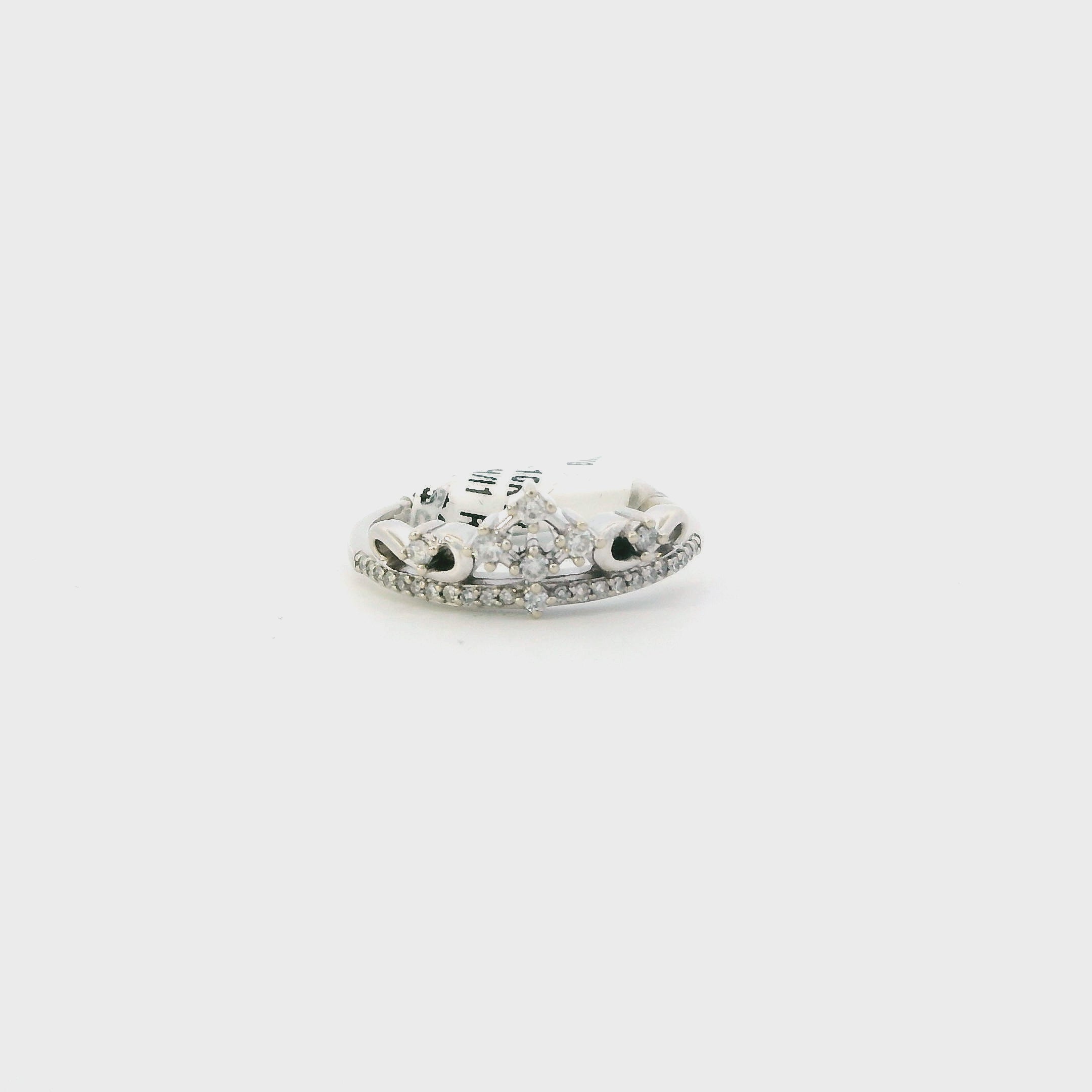 10K White Gold Diamond Womens Crown Ring - 0.13ct
