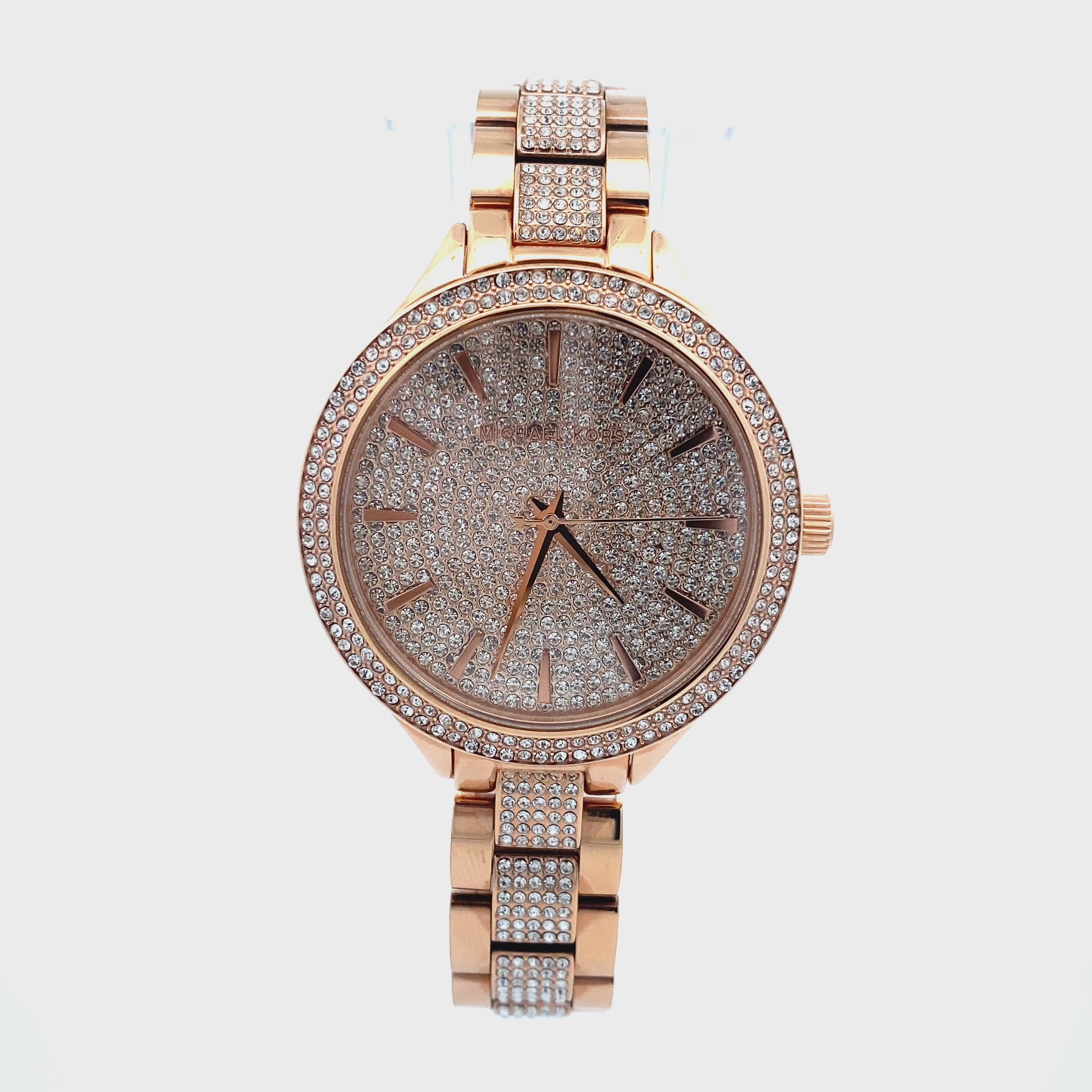 Michael Kors Pave Rose Gold Tone Watch MK-3799