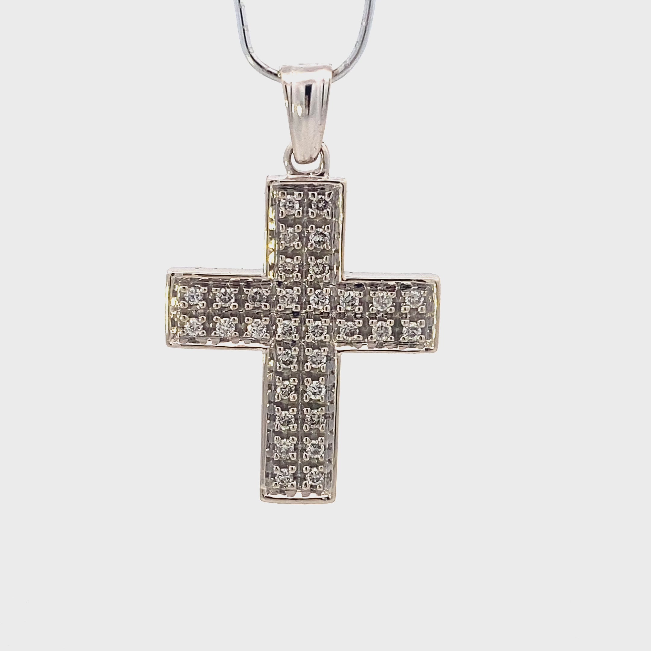 14K White Gold Diamond Cross Pendant - 0.49ct